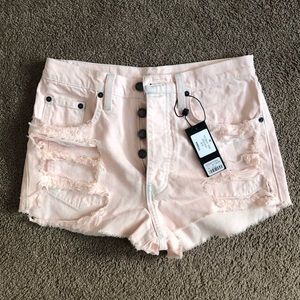 CARMAR LA pink distressed Titania high-rise short